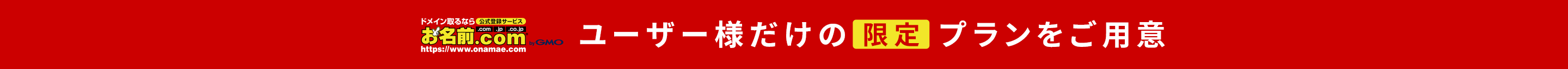 お名前.comユーザー様だけの限定プランをご用意